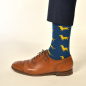 Preview: KRAWATTENDACKEL Socken Blau Dackel Gelb