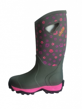 93' Fella Outdoorstiefel Pawwalker hoch grey /Pfötchen mit rosa Sohle
