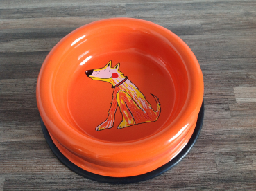Smaltum Emaille Futternapf orange strupp. sitzender Hund