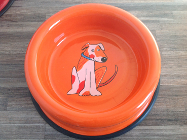 Smaltum Emaille Futternapf orange sitzender Hund