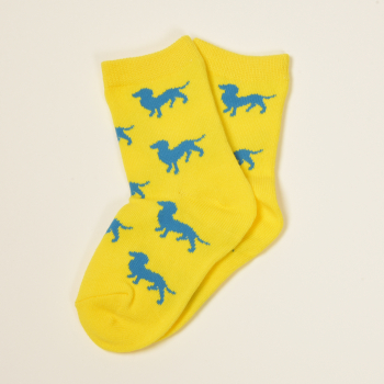 Preview: KRAWATTENDACKEL KKindersocken Gelb Dackel Blau