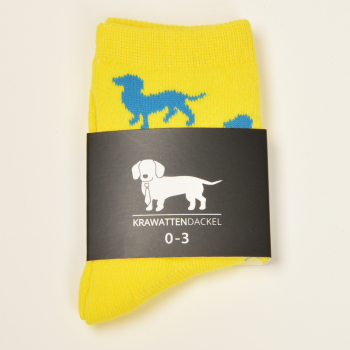 KRAWATTENDACKEL KKindersocken Gelb Dackel Blau