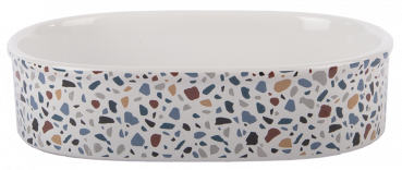 Petlando Kermaiknapf Terrazzo weiß oval