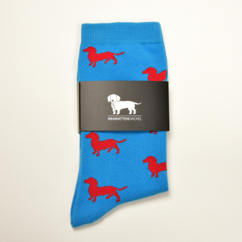 KRAWATTENDACKEL Socken Blau Dackel Rot