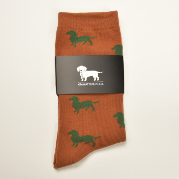 KRAWATTENDACKEL Socken Braun Dackel Grün