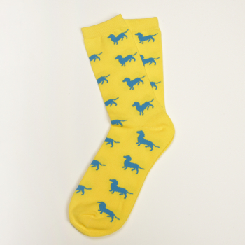Preview: KRAWATTENDACKEL Socken Gelb Dackel Blau