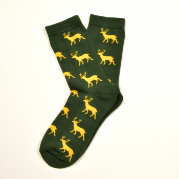 Preview: KRAWATTENDACKEL Socken Grün Hirsch Gold