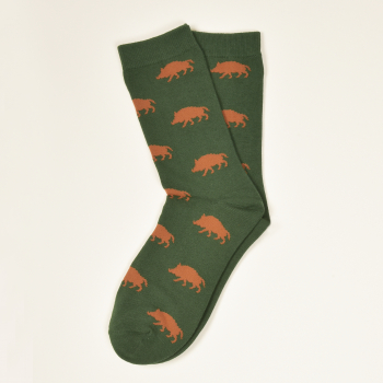 Preview: KRAWATTENDACKEL Socken Grün Wildschwein Braun