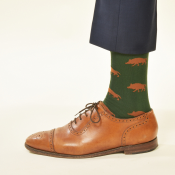 Preview: KRAWATTENDACKEL Socken Grün Wildschwein Braun