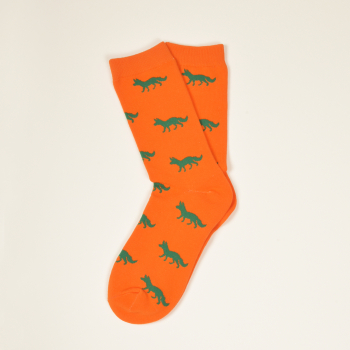 Preview: KRAWATTENDACKEL Socken Orange Fuchs Grün