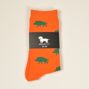 KRAWATTENDACKEL Socken Orange Wildschwein Grün