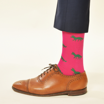 Preview: KRAWATTENDACKEL Socken Pink Fuchs Grün