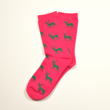 Preview: KRAWATTENDACKEL Socken Pink Hirsch Grün