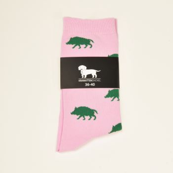 KRAWATTENDACKEL Socken Rosa Wildschwein Grün
