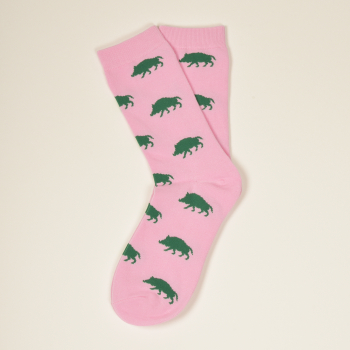 Preview: KRAWATTENDACKEL Socken Rosa Wildschwein Grün