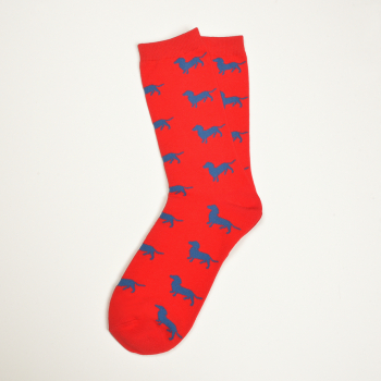 Preview: KRAWATTENDACKEL Socken Rosa Dackel Blau