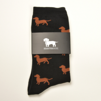 KRAWATTENDACKEL Socken Schwarz Dackel Braun