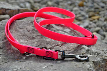 Treusinn Biothane Hundeleine neonpink 2m - 3-fach verstellbar