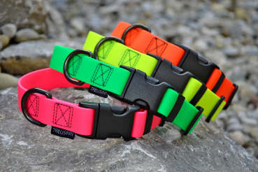 Preview: Treusinn Halsband verstellbar Biothan 25mm neonorange