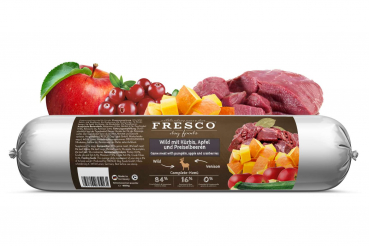 Fresco BARF Wurst Complete-Menü Wild mit Kürbis, Apfel und Preiselbeeren 400g