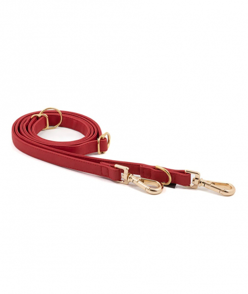 Brott Trainingsleash "Red" - vegan leather with golden clasp