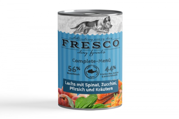 Complete-Menü Lachs mit Spinat, Zucchini, Pfirsich und Kräutern (haltbares B.A.R.F.) 400g