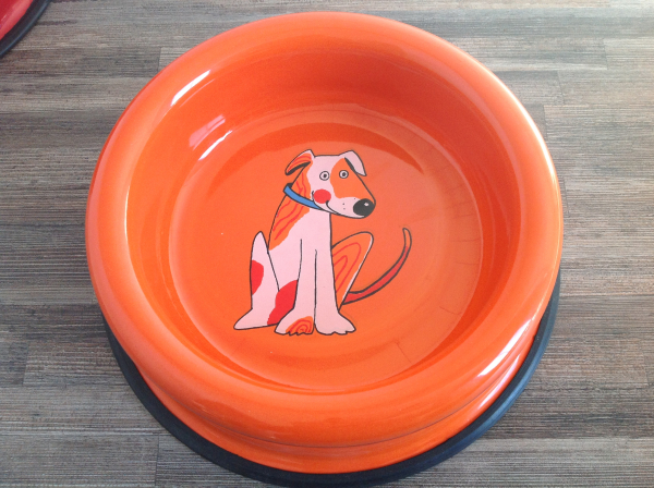 Smaltum Emaille Futternapf orange sitzender Hund