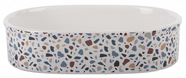Petlando Kermaiknapf Terrazzo weiß oval