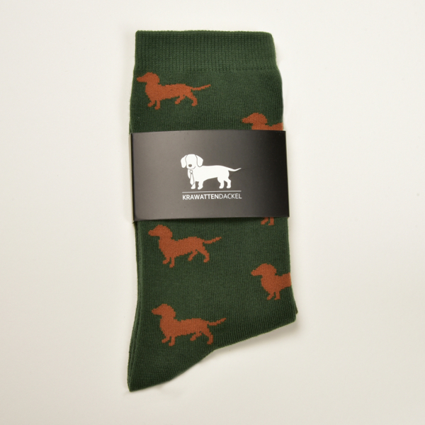 KRAWATTENDACKEL Socks green - Dog brown
