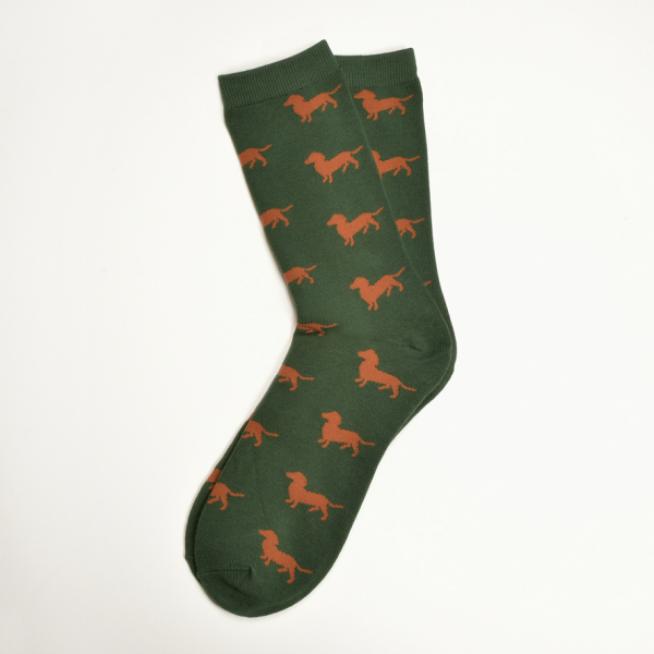KRAWATTENDACKEL Socks green - Dog brown
