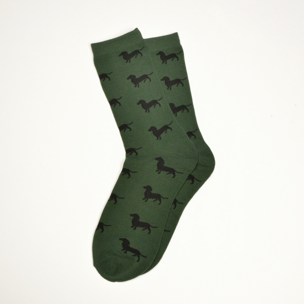 KRAWATTENDACKEL Socken Grün Dackel Schwarz
