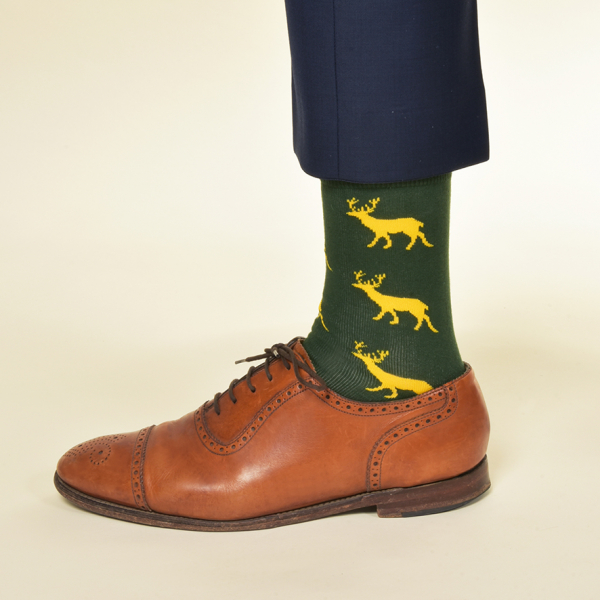 KRAWATTENDACKEL Socken Grün Hirsch Gold
