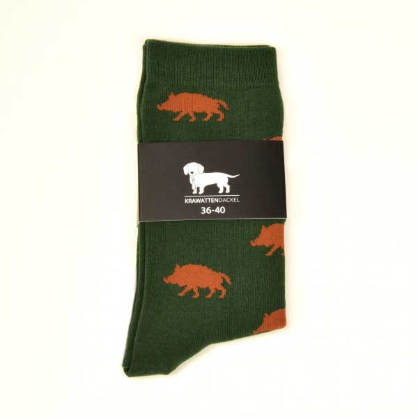 KRAWATTENDACKEL Socks green - Wild Boar brown