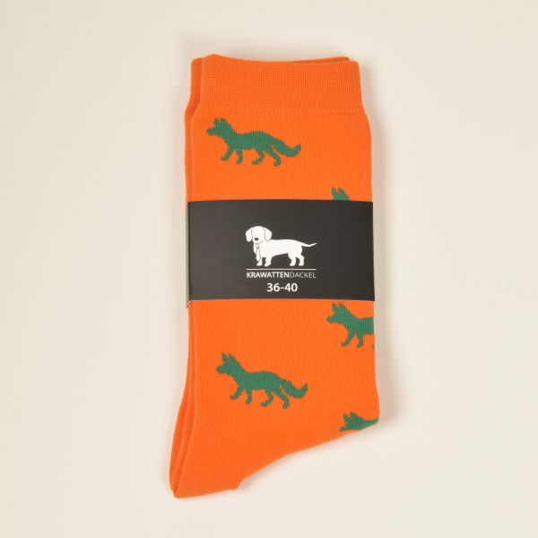 KRAWATTENDACKEL Socken Orange Fuchs Grün