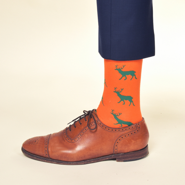 KRAWATTENDACKEL Socken Orange Hirsch Grün