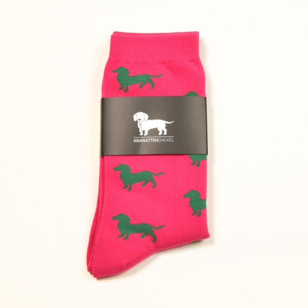 KRAWATTENDACKEL Socken Pink Dackel Grün