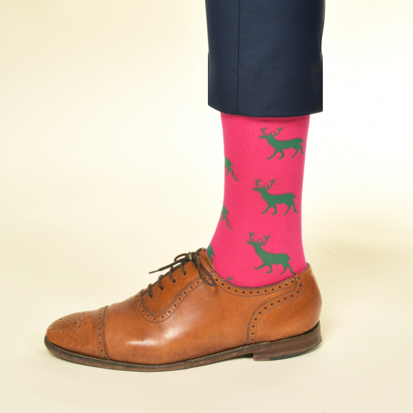 KRAWATTENDACKEL Socken Pink Hirsch Grün