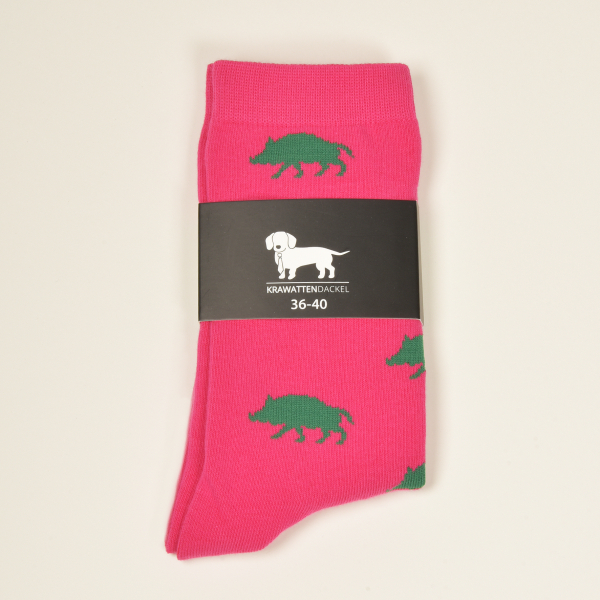 KRAWATTENDACKEL Socken Pink Wildschwein Grün
