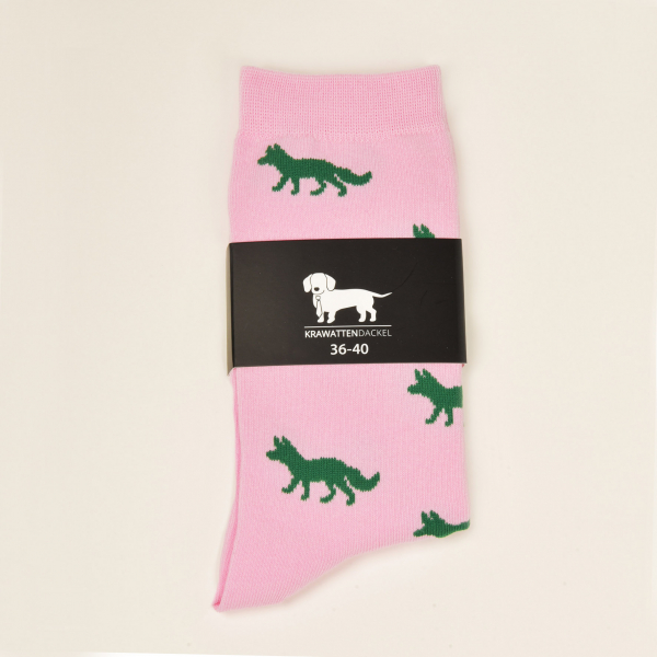KRAWATTENDACKEL Socken Rosa Fuchs Grün