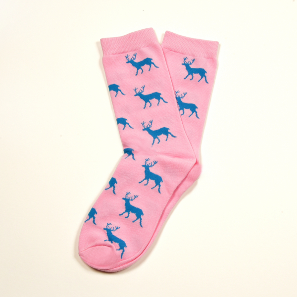 KRAWATTENDACKEL Socken Rosa Hirsch Blau