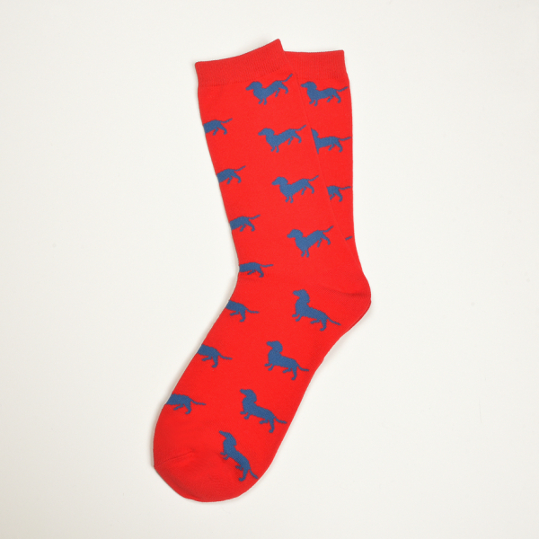 KRAWATTENDACKEL Socken Rosa Dackel Blau