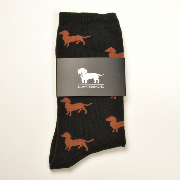 KRAWATTENDACKEL Socken Schwarz Dackel Braun