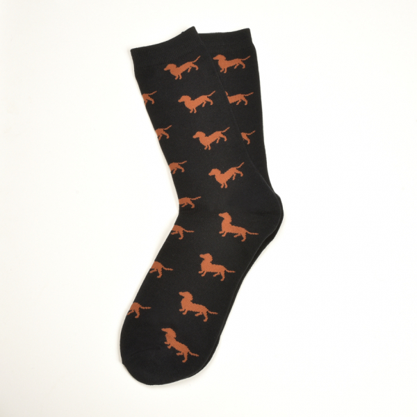 KRAWATTENDACKEL Socken Schwarz Dackel Braun