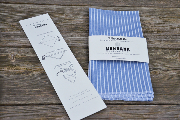 Treusinn Hundehalstuch Bandana Sylt (blau-gestreift)