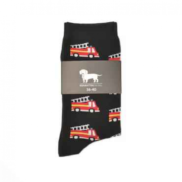 KRAWATTENDACKEL Socken Schwarz Feuerwehr Rot