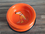 Smaltum Enamel Dogbowl | orange / unkempt dog sitting